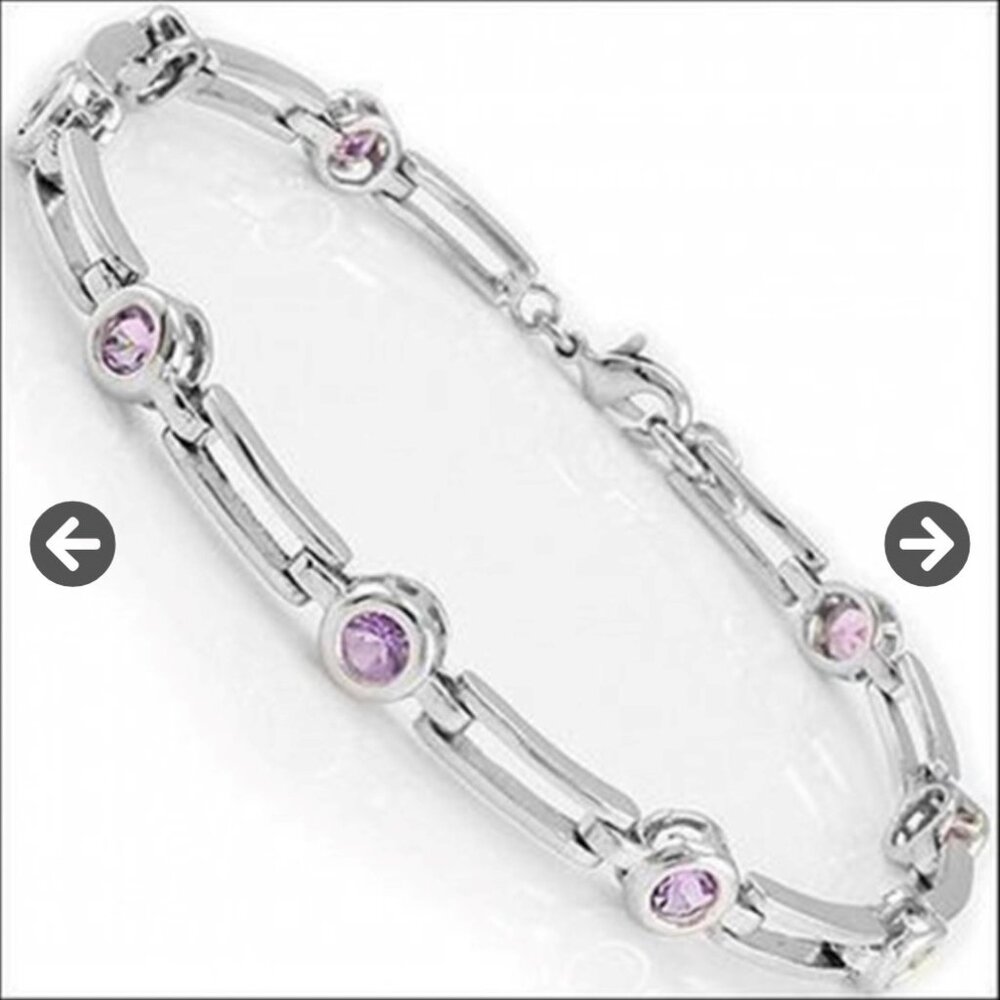 Women's Sterling Silver Amethyst Bracelet 8.1 inches